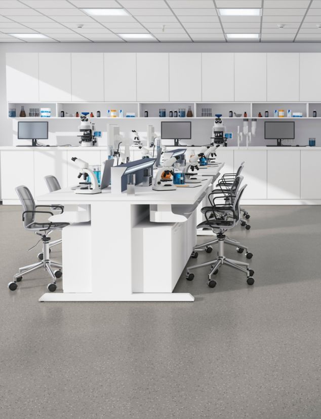 norament xp grano rubber flooring in laboratory