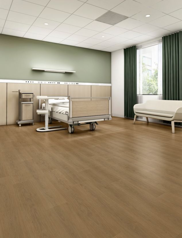 noravant timber rubber flooring in hospital patient room