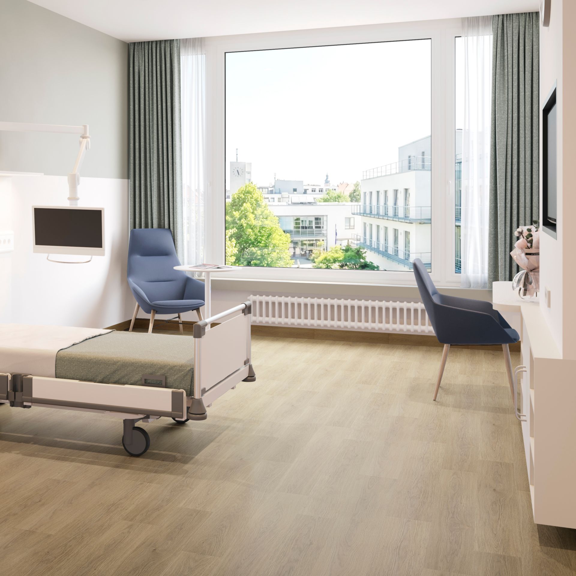 nora by Interface noravant timber rubber flooring in patient room