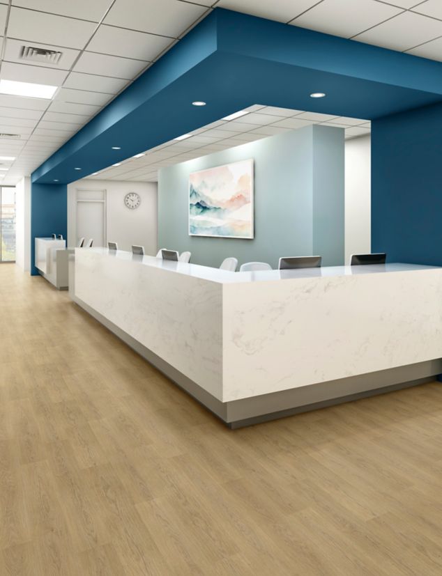 noravant timber rubber flooring in hospital corridor and nurse's station