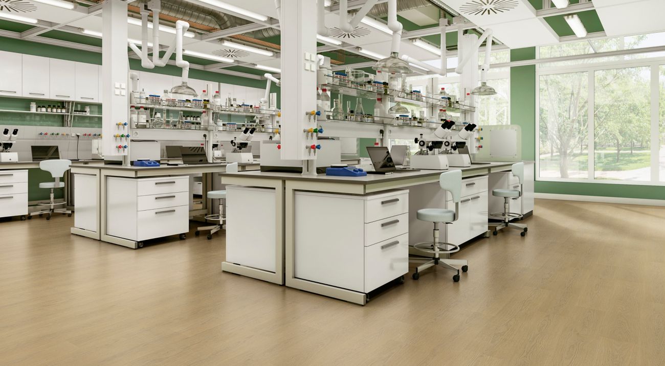 noravant timber rubber flooring in laboratory