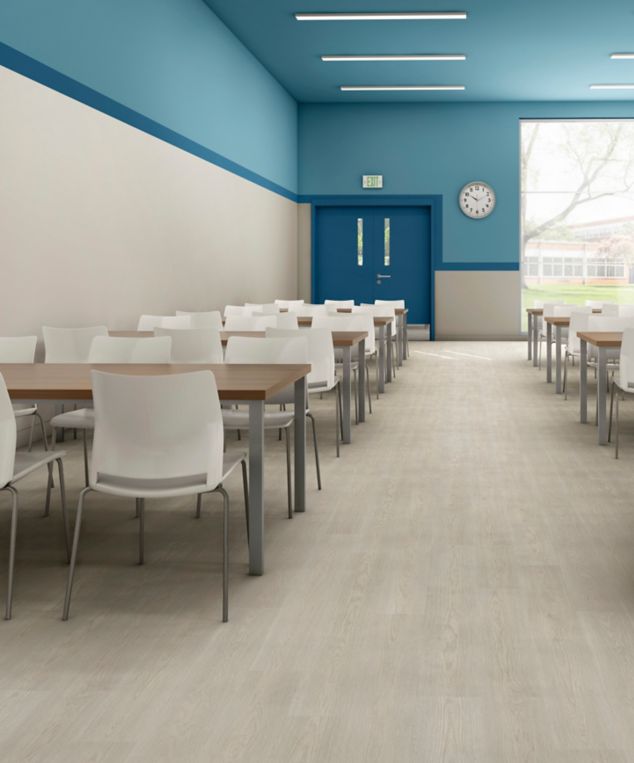 noravant timber rubber flooring in cafeteria