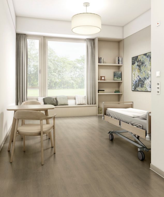 noravant timber rubber flooring in patient room