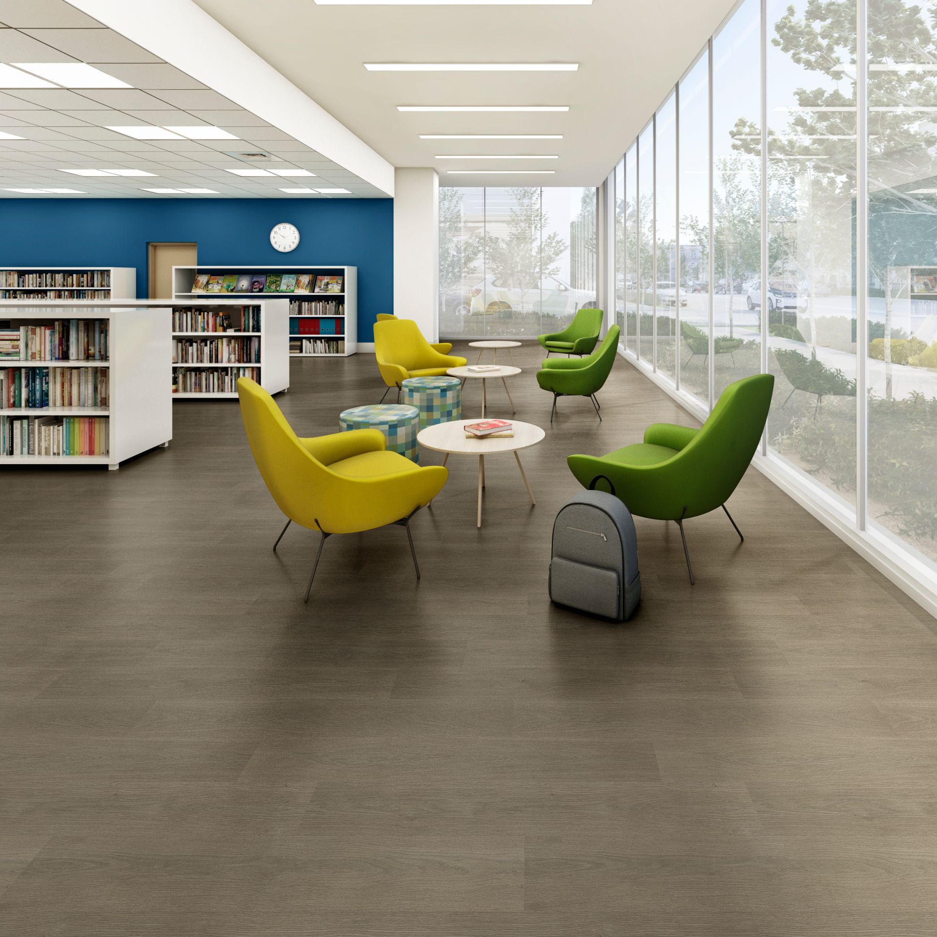 noravant timber rubber flooring in library