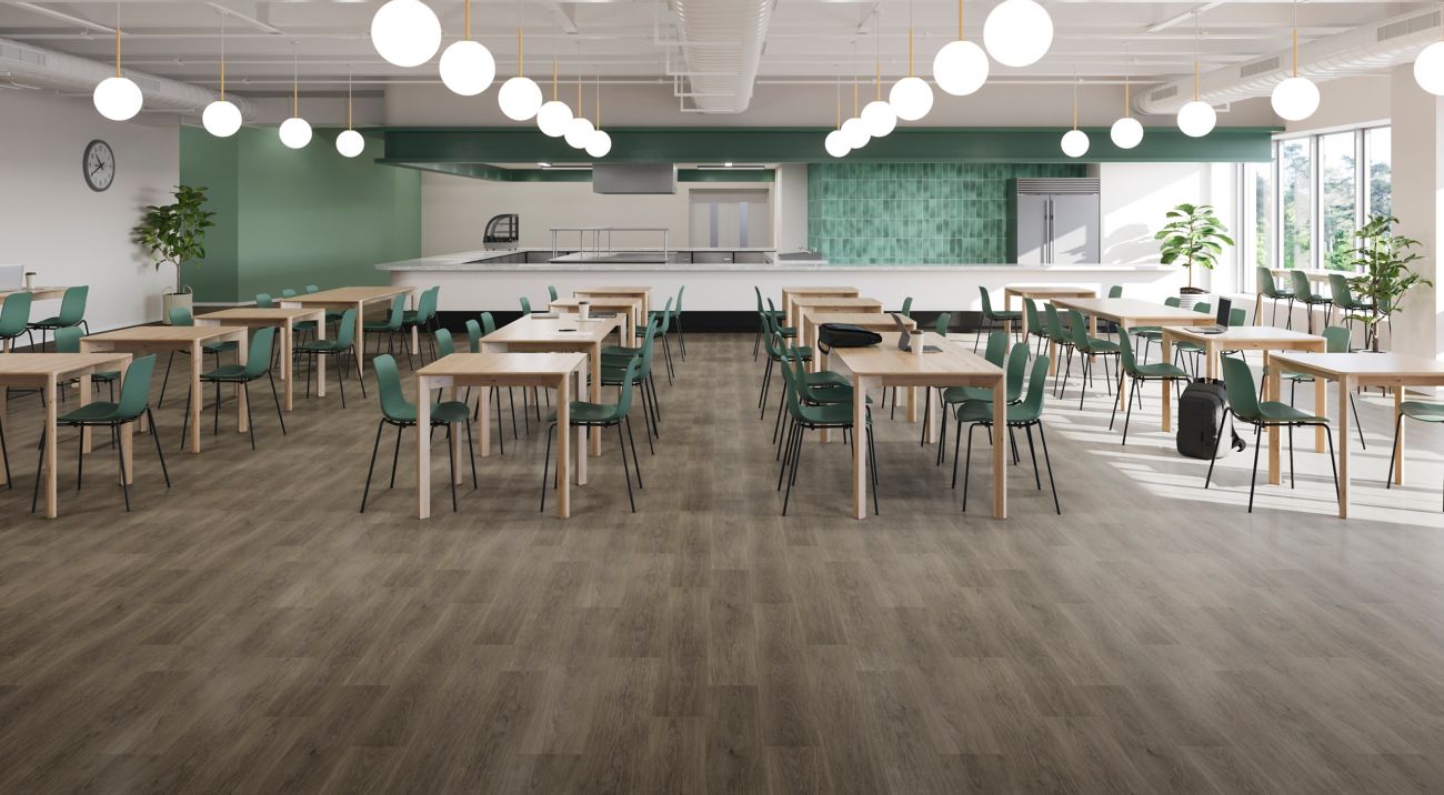 nora by Interface noravant rubber flooring in workplace canteen