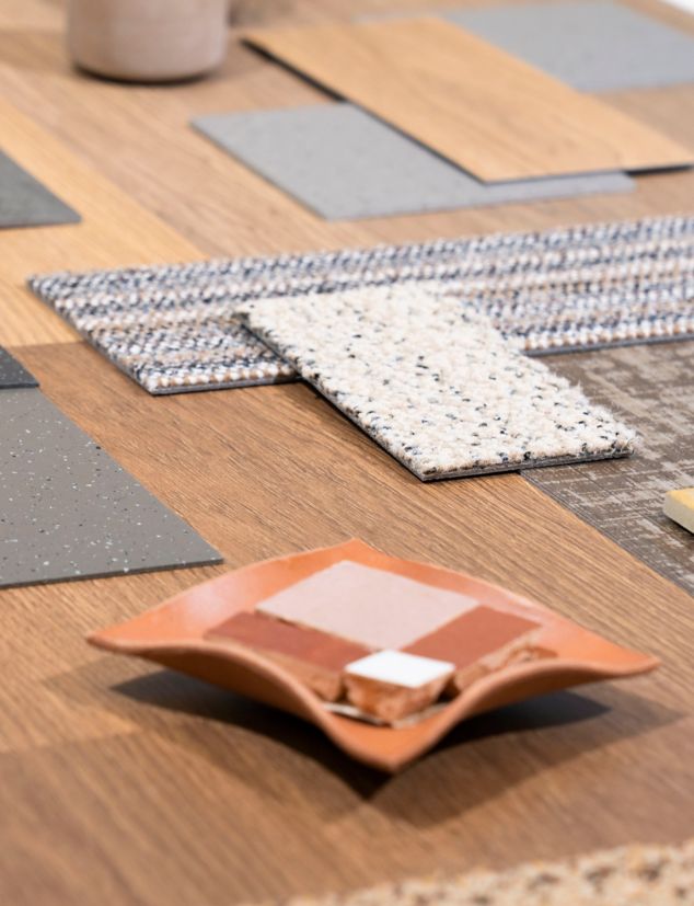 noravant rubber flooring on table top with carpet tile overlayed for inspiration