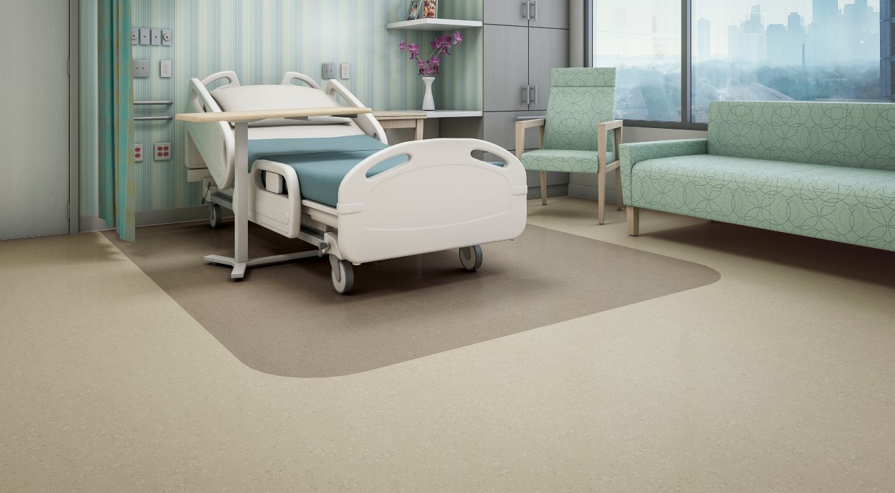 noraplan sentica rubber flooring in patient room