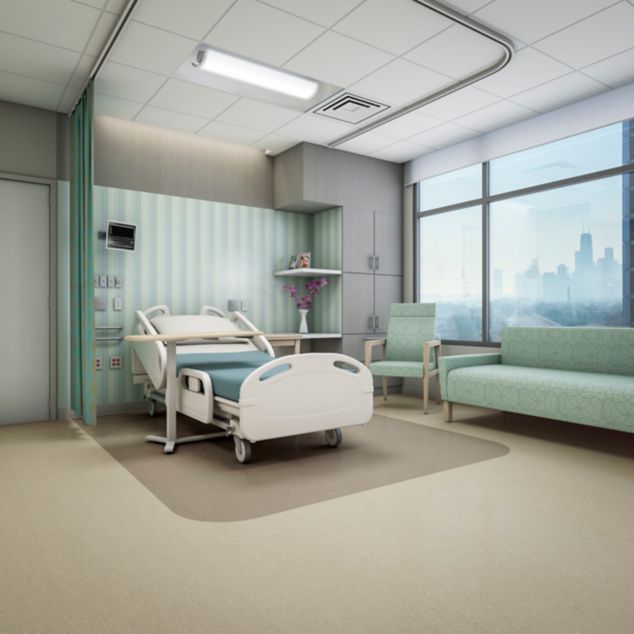 noraplan sentica rubber flooring in patient room