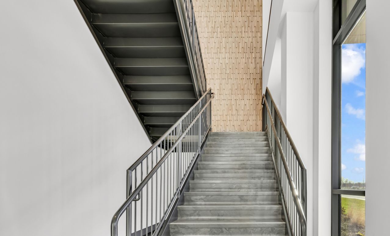 Hospital staircase with norament arago stairtreads