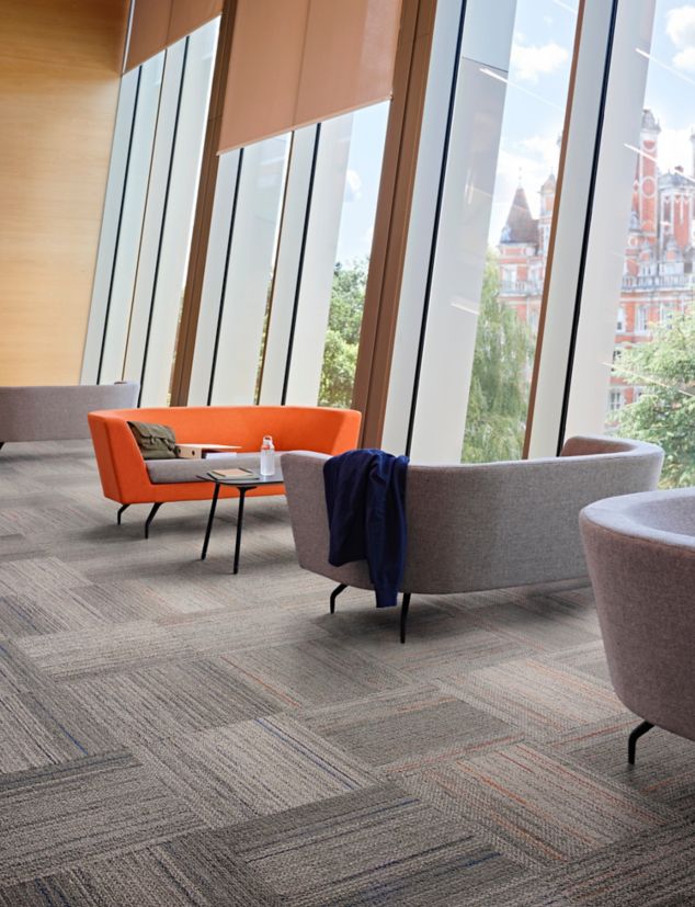Interface Line Leader carpet tile in workplace lobby