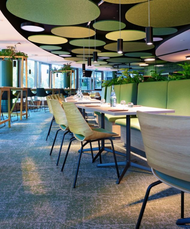 Interface Ice Breaker carpet tile in lounge setting