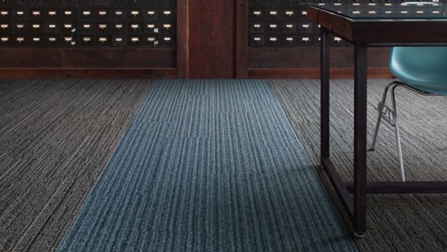 Interface WW865 and WW880 plank carpet tile in office common area 