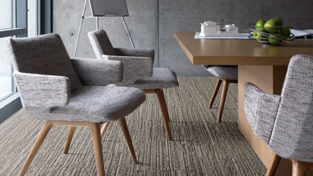 Interface WW880 plank carpet tile in meeting room with table and chairs