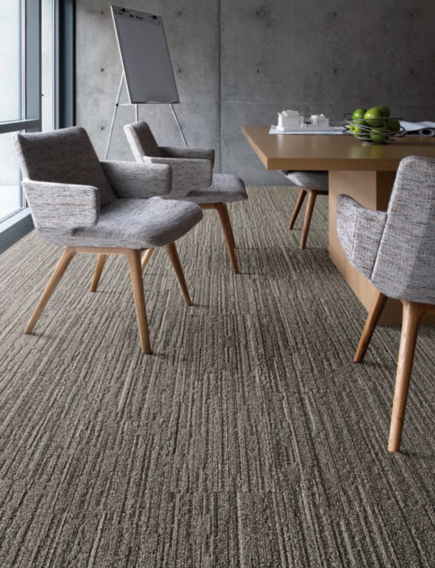 Interface WW880 plank carpet tile in meeting room with table and chairs